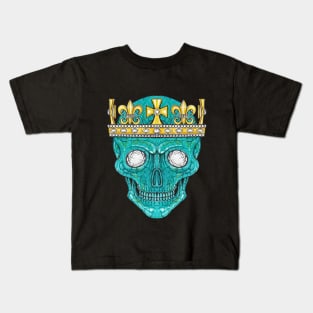 Skull head design diamond and turquoise of the king. Kids T-Shirt